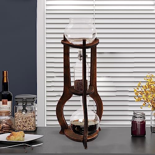 Iced Coffee Cold Brew Drip Tower Coffee Maker Ice Coffee Machine Cold Brew Dripper Iced Coffee Brewer Maker for Home, Shops, Cafes, Offices, 6-8 cup (Brown) - Image 3