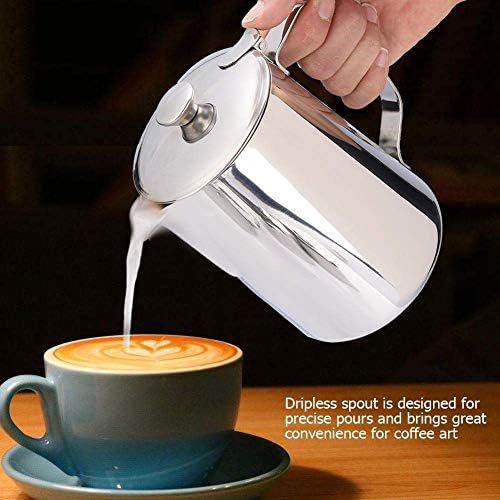 Milk foam jugs milk foamer made of stainless steel with lid coffee pot cups for Cafe Tea Shop Bars to make Latte Art Black (1200 ml) - Image 5