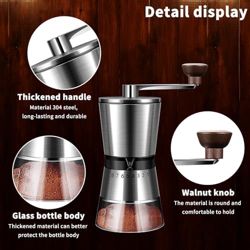 Manual Coffee Grinder Capacity 185g with 36MM Ceramic Grinding Conical Burr - External 8-Speed Adjustable Setting,French Press Coffee for Hand Grinder Gift - Image 4