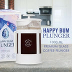 Happy Bum Coffee Plunger, 1L Glass French Press with Steel Strainer - Image 2