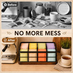 SiliFine 8 Compartments Tea Bag Organizer, Metal Wire with Wooden Base - Image 4