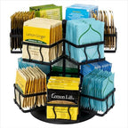 NHZ Tea Bag Organizer - Spinning Carousel Holder With 12 Compartments, Up to 140 Tea Bags Storage, Black Powder Coated Stainless Steel by NHZHomeGarden