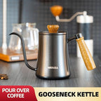 NEOUZA 500ml Gooseneck Kettle, 304 Stainless Steel Stovetop Safe Kettle for Pour Over Coffee and Tea, Precision Spout & Wooden Handle - Image 5