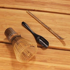 BambooMN Brand - Matcha Bowl Set (Includes Bowl, Rest, Black Tea Whisk, Black Chasaku, Black Tea Spoon, Rest Tray & Tray) - Coral - Image 4
