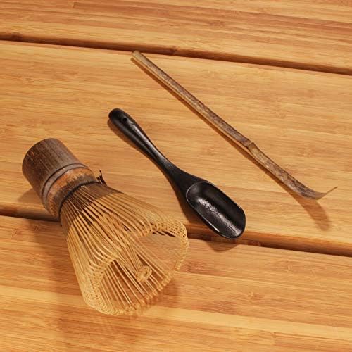 BambooMN Brand - Matcha Bowl Set (Includes Bowl, Rest, Black Tea Whisk, Black Chasaku, Black Tea Spoon, Rest Tray & Tray) - Coral - Image 4