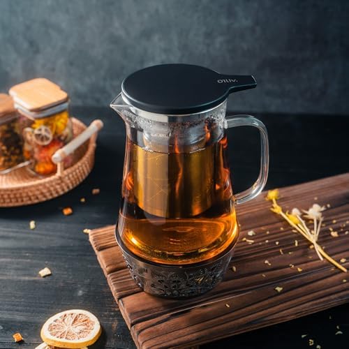 Elegant Glass Teapot with Built-In Tea Infuser & Stainless Steel Candle Warmer Base - 1000ml, Premium Gift Set for Tea Lovers, Perfect for Brewing and Keeping Tea Warm - Image 5