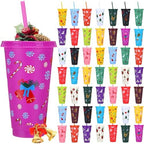 Honeydak 50 Pcs 24oz Christmas Holiday Cup Bulk, Tumbler with Straw and Lid by Honeydak