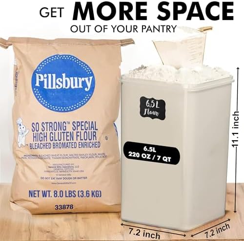 2 PC [7 Qt/ 6.5L/ 220 Oz] Large Flour Storage Containers with Airtight Lids - Image 2