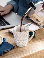 LE TAUCI Coffee Mugs 12 oz, Ceramic Mug Set Set of 4, Embossment Cups for Espresso, Latte, Tea, Cocoa, Cappuccino & Mocha, Dishwasher Oven Microwave Safe - 3.4 inch, Arctic White - Image 2