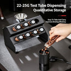 Coffee Bean Storage Rack, 22-25g Single Dose Coffee Bean Sample Tubes, With One-way Exhaust Valve, Funnel, Dual Layer Metal Display Stand, For Home Coffee Tasting & Bean Sample Display - Image 2
