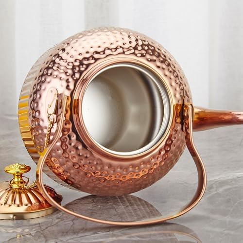 SANQIAHOME Antique 1.4L (45 Oz) Stainless Steel Teapot with Infuser Copper - Image 6