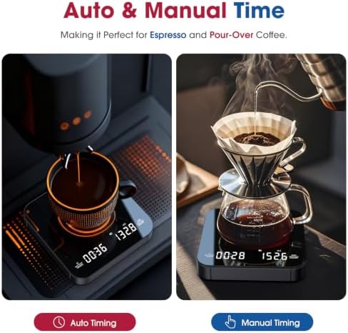 Mik-Nana Mini Coffee Scale with Timer, 2kg/0.1g Rechargeable Espresso Scale - Image 2