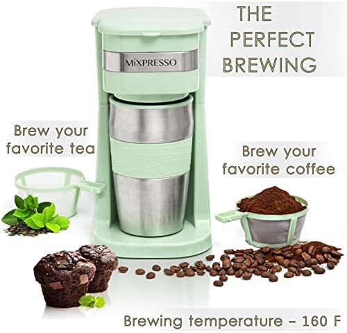 Mixpresso Single Cup Coffee Maker & 14oz Travel Mug, Lightweight Personal Drip Coffee Brewer & Tumbler, Compatible with Coffee Grounds Bubdle With 3 Piece Set Of Airtight Coffee And Sugar Plastic Cani - Image 4
