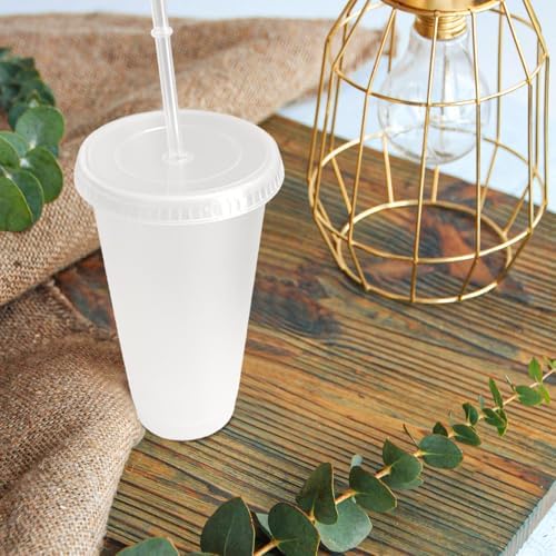 YOUKE OLA 72 Pack Plastic Tumblers with Straw and Lid Reusable Plastic Cups Drinking Straw Tumbler Bulk Customizable Iced Coffee Cup Water Bottle for Vinyl DIY Parties Birthdays 24oz Frosted - Image 3