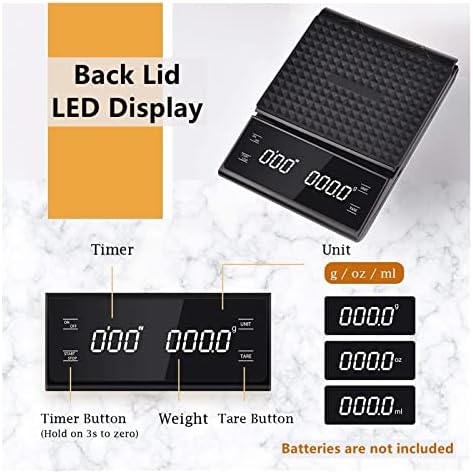 3kg/0.1g Digital Kitchen Weight Grams Electronic Balance High Precision Coffee Scale Portable with Timer Food Espresso(One Color-Rechargeable version-01 - Image 5