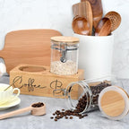 Glass Coffee Canister Set with Bamboo Shelf & Spoon - 2 Airtight Containers (47oz Each) for Coffee Beans, Ground Coffee, Sugar, Flour - Borosilicate Glass & Bamboo Lid with Silicone Seal - Image 4