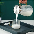 Water Pitcher Cold Kettle Glass Cold Water Cup Household Hammer Pattern high Temperature Resistant teapot Large Capacity Cold Kettle Set Water Jug(1800ml) - Image 5
