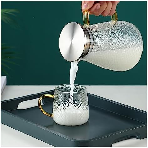 Water Pitcher Cold Kettle Glass Cold Water Cup Household Hammer Pattern high Temperature Resistant teapot Large Capacity Cold Kettle Set Water Jug(1800ml) - Image 5