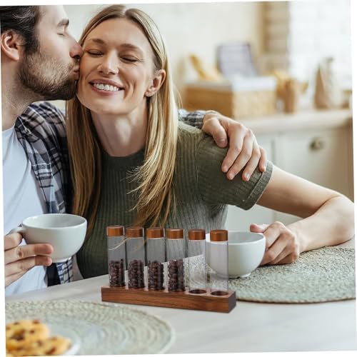 1Set Coffee Bean Storage Tubes with Wooden Stand Airtight Glass Canisters for Preserving Freshness for Coffee Beans and Seasonings Easy to Assemble and Disassemble - Image 6