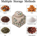 Coffee Bean Storage Canister with Airtight Lid, Decorative Ceramic Tea Jar with Vintage Floral Pattern, Sugar Container & Spice Jar for Kitchen Countertop, Cabinet or Shelf - Beige & 30oz - Image 6