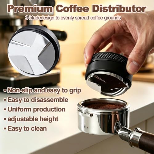26 PCS Espresso Accessories Kit, 53mm Espresso Tools kit with espresso tamping station,Distributor,Tamper,WDT tool espresso,Dosing Funnel,Brush,Puck Screen,Coffee Stencils,Air blower ﻿ - Image 4