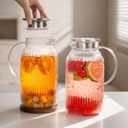 Bandesun Glass Pitcher with Lid, 68 oz/ 2 Liter 2Pack Vintage Water Pitcher,Glass Water Carafe for Cold Brew, Coffee, Lemonade, Iced Tea,Beverage, Heat Resistant Jug - Image 6