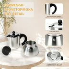 304 Stainless Steel Moka Pot 6 Cup Uncoated Express Coffee Maker - Image 5