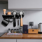 Espresso Portafilter Holder Organizer Wall Mounted Classical Organizer for Portafilter and Coffee Distributor and Press Tamper Storage Wall,Dural Retro Classical Style Baristas Storage - Image 6