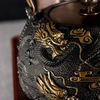 Modern Teapot Cast Iron Teapot, Japanese Style Tetsubin Tea Kettle 1.3L Cast Iron Tea Kettle to Keep Tea Warm Gilding Nine Dragons Pattern High end cast Iron Kettle - Image 3