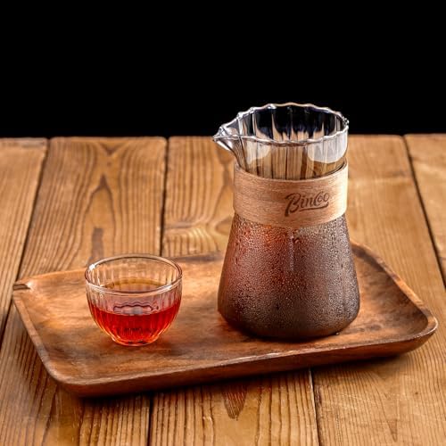 Small Glass Coffee Server Set of 2 - Manual Pour Over Coffee Maker 16oz, Borosilicate Glass Coffee Carafe with Heat-Resistant Wood Ring,2 Pack - Image 5