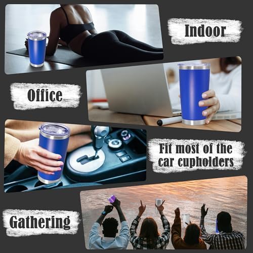 20oz Tumbler Insulated Coffee Tumblers with Lid Stainless Steel DarkBlue 8P - Image 6
