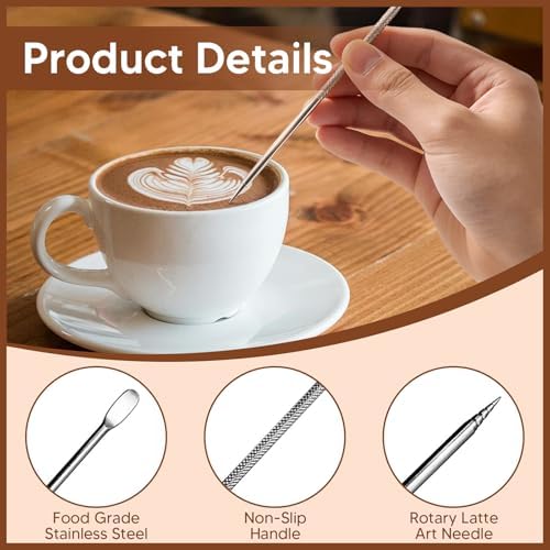Spring-Loaded Espresso Tamper Set - 6-in-1 Barista Tools with Milk Pitcher, Latte Art Pen/Stencils, Stirring Spoon & Tamper Mat for Home Coffee Lovers (58mm-7set) - Image 5
