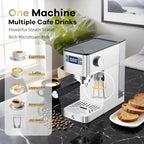 Takywep Compact 20 Bar Espresso Machine with Built-In Steam Milk Frother, Stainless Steel Semi-Automatic Coffee Maker with Removable Water Tank for Lattes, Cappuccinos, Macchiatos, Home and Office - Image 3