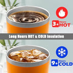 20oz Tumbler Insulated Coffee Tumblers with Lid Stainless Steel Orange 4P - Image 5
