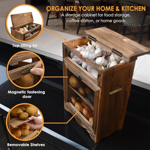 Ikee Design Free Assemble Wood Countertop Potato and Onion Storage Cabinet - Image 4
