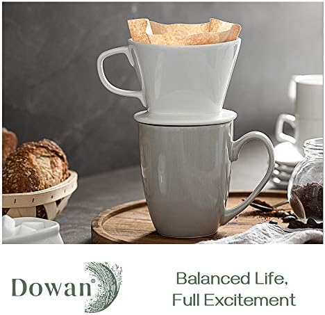 DOWAN Pour Over Coffee Dripper, Non Electric Pour Over Coffee Maker, Porcelain Slow Brewing Accessories for Home, Cafe, Restaurants, Easy Manual Brew Maker, White - Image 5