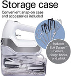 Hamilton Beach Professional 7-Speed Digital Electric Hand Mixer with High-Performance DC Motor, Slow Start, Snap-On Storage Case, SoftScrape Beaters, Whisk, Dough Hooks, White (62656) - Image 4