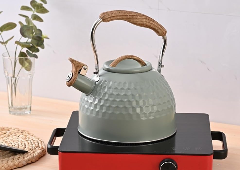 Tea Kettle Stovetop Whistling Teakettle Teapot, Stainless Steel, 3L (Green) - Image 2