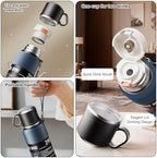 Stainless steel Vacuum Thermoses Bottle With Tea Infuser & Cup,Double Layer Insulated Coffee Bottles for Hot and Cold Drink Water Flask (Blue, 1160ML) - Image 3