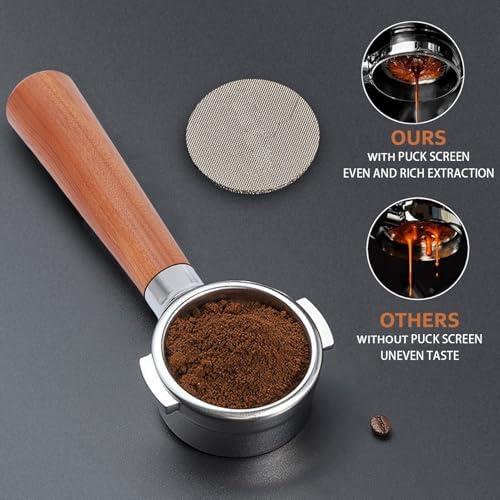 RiToEasysports 58mm Bottomless Portafilter with Solid Wood Handle and Puck Screen for Petrus and Gemilai Coffee Machines - Image 5