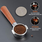 RiToEasysports 58mm Bottomless Portafilter with Solid Wood Handle and Puck Screen for Petrus and Gemilai Coffee Machines - Image 5