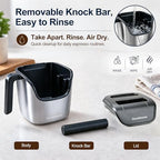 Ourokhome Espresso Knock Box with Lid, Compact Coffee Grounds Container for Home Coffee Bar, Removable Knock Bar, 304 Stainless Steel Exterior, Non-Slip Base & Handle, Easy Clean - Image 5