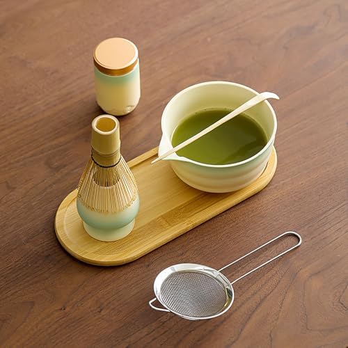 7-Piece Travel Matcha Set, Portable Ceremony Kit with Gradient Glaze Bowl, Ceramic Tea Caddy, Bamboo Whisk & Carry Case (Gradient Pink) - Image 5