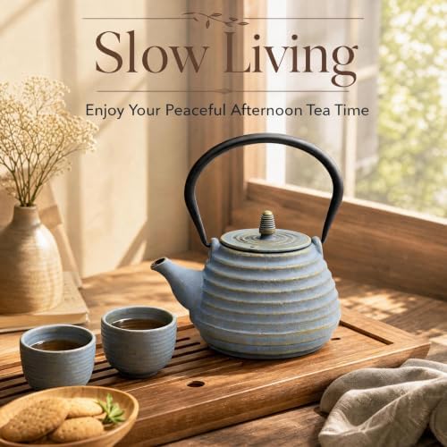33.8oz Cast Iron Teapot for Stovetop, Tea Kettle with Infuser - Image 3