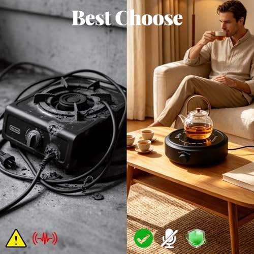 Electric Mini Stove Portable Hot Plate, 110V 700W Electric Heater with Adjustable Power for Teapot/Kettles/Ceramic/Glass Kettle, Electric Stove for Boiling Water, Making Tea/Coffee, Single Burner - Image 5