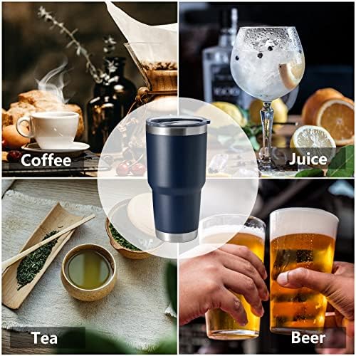 HASLE OUTFITTERS 30oz Stainless Steel Tumbler, Double Wall Vacuum Insulated Travel Mug Tumbler, Durable Insulated Coffee Mug, Gift Box Set (Navy, 4) - Image 5