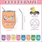 Patelai 4 Pcs 12oz Mahjong Tumbler with Lid 12oz,Chinoiserie - Image 2