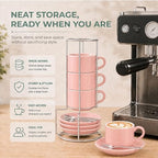8 Ounce Cappuccino Cups Set of 4, Pink - Image 5
