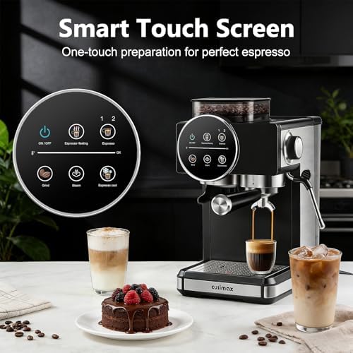 Espresso Machine with Grinder, 20 Bar Professional Expresso Coffee Machines with Milk Frother Steam Wand, Espresso Maker with 60oz Removable Water Tank, Cappuccino & Latte Machine for Home (Dark-Pro) - Image 4