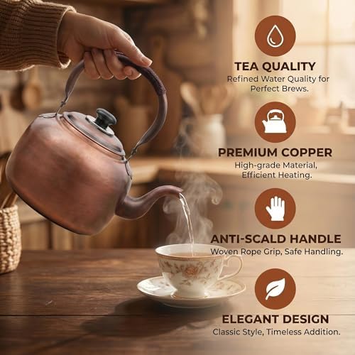 Whistling Kettle Teapot, Premium Copper Tea Kettle for Stove Top 3.2 QT - Image 6
